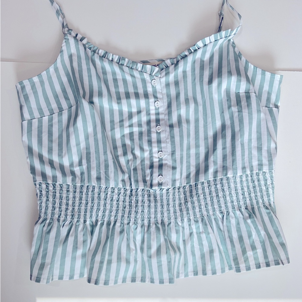 The general good brand green and white striped top size large adjustable straps